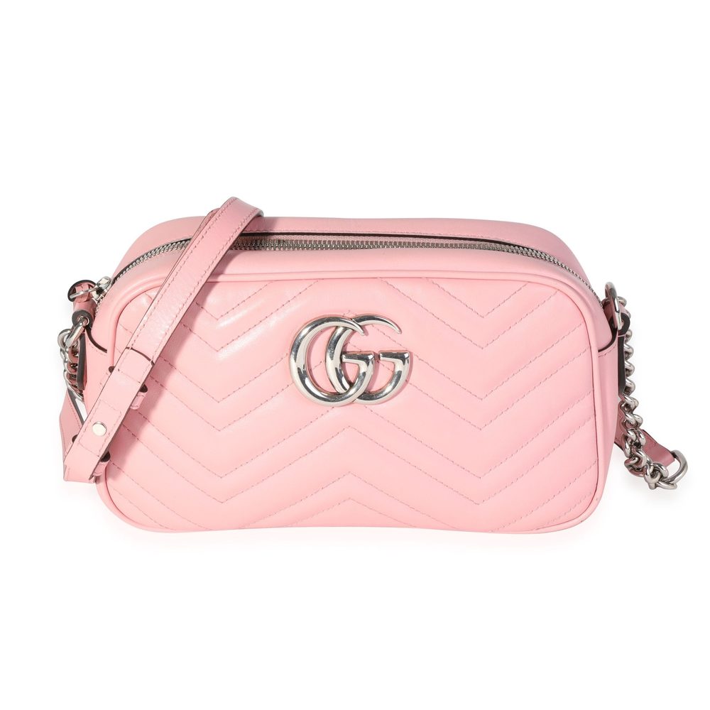 Gucci Pink Matelass√© Leather Small Marmont Bag